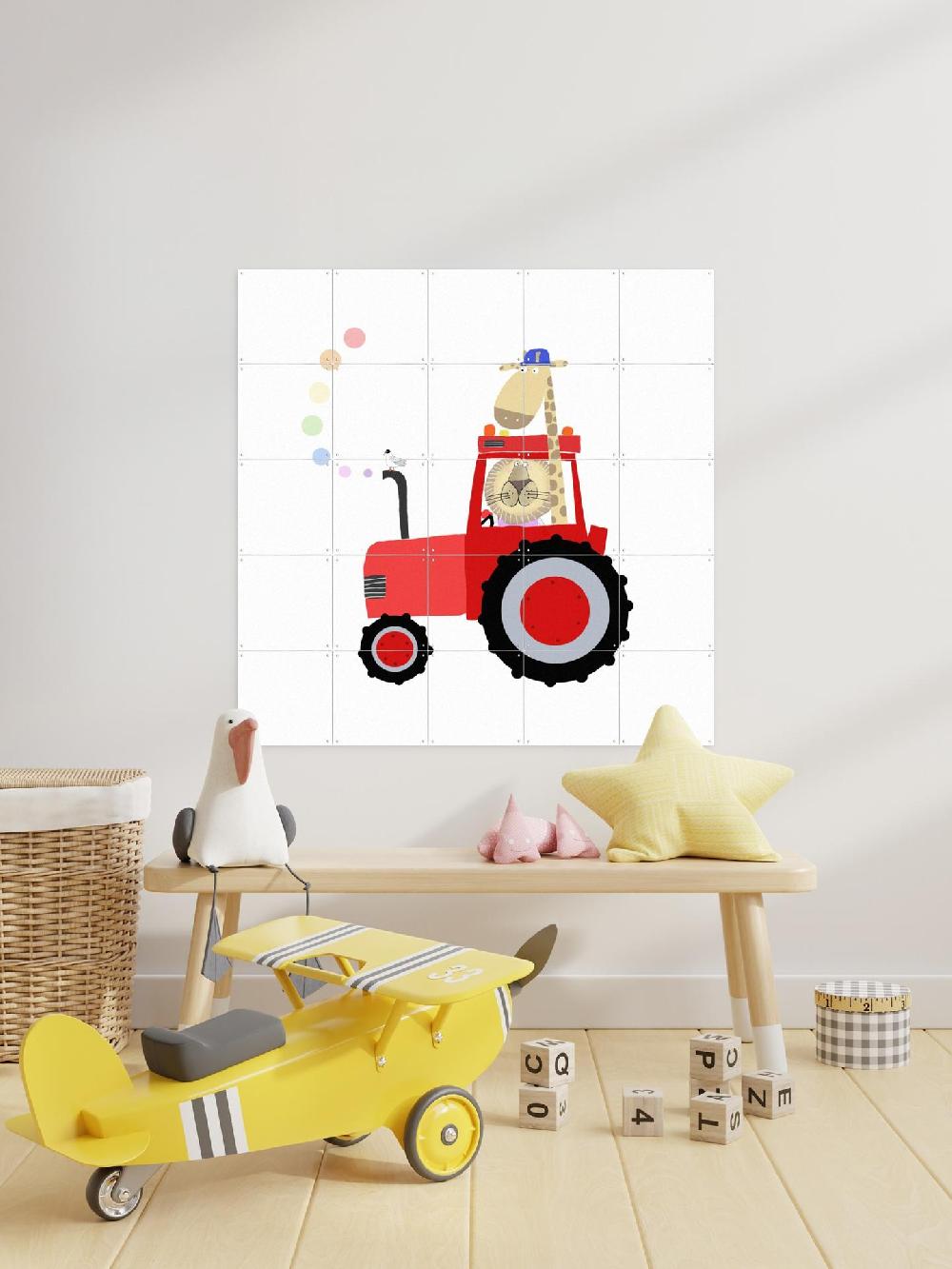 Ixxi Carla Daly Giraffe And Lion In Red Tractor With Rainbow Spots Vanaf € 11
