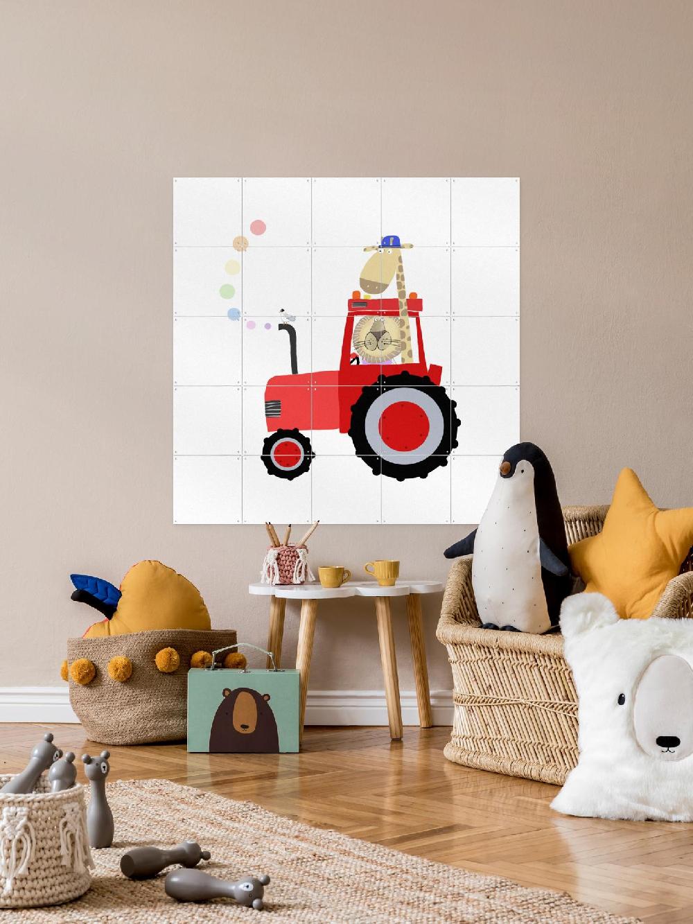 Ixxi Carla Daly Giraffe And Lion In Red Tractor With Rainbow Spots Vanaf € 11