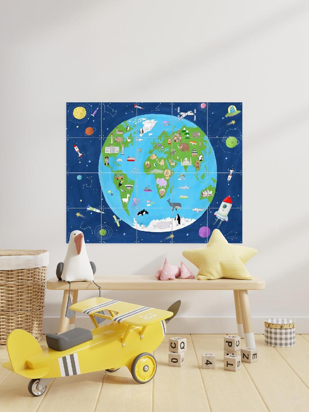 Ixxi Carla Daly Illustrated Map Of The World From Space Vanaf € 11