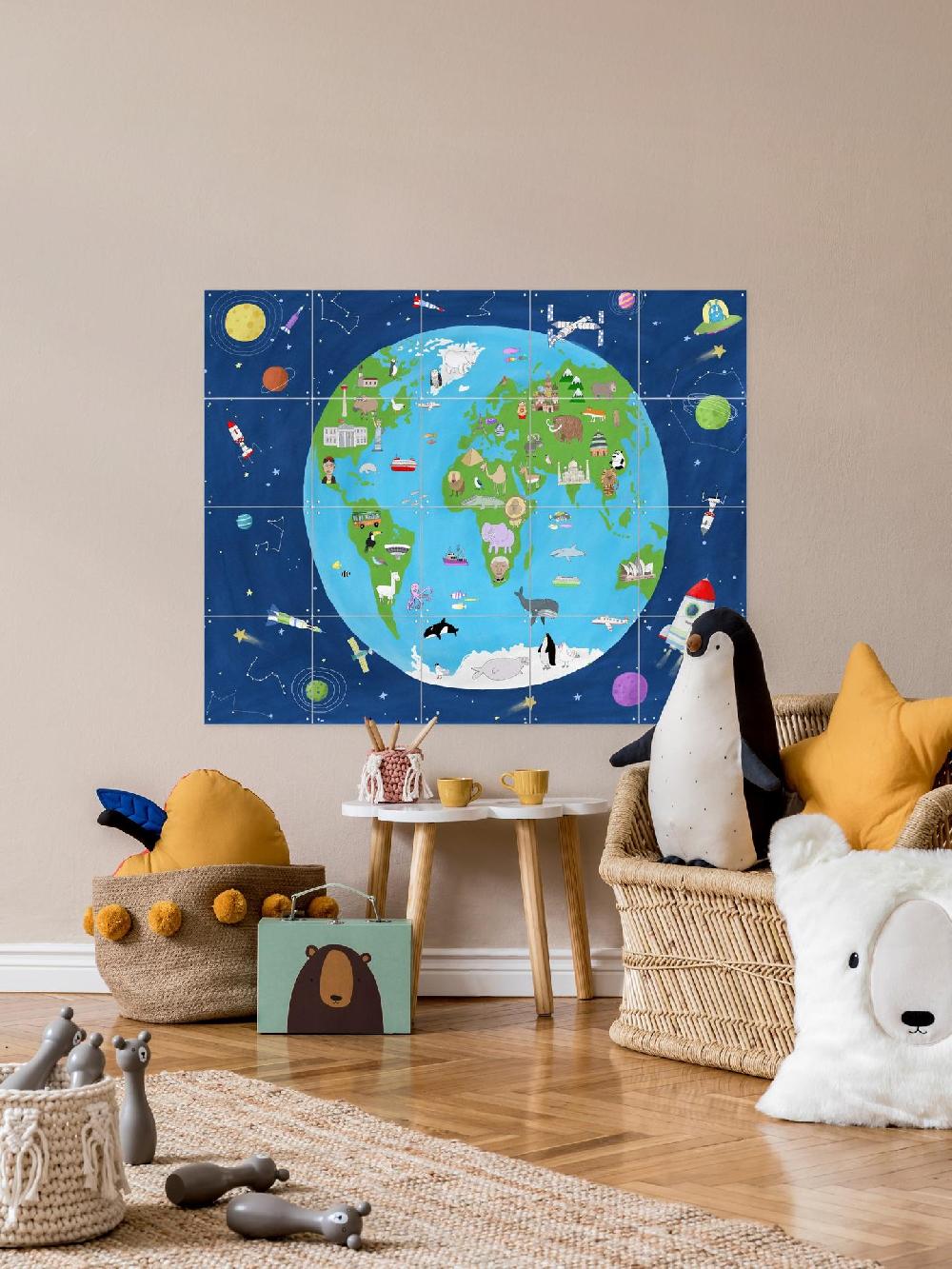 Ixxi Carla Daly Illustrated Map Of The World From Space Vanaf € 11