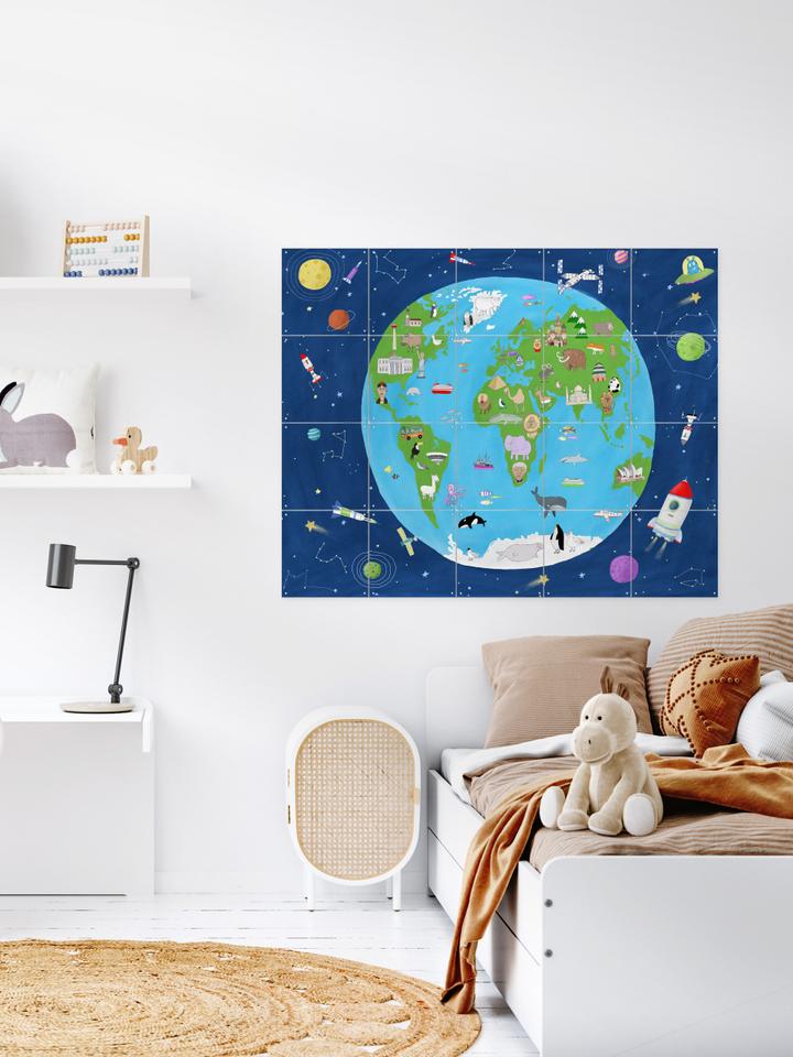 Ixxi Carla Daly Illustrated Map Of The World From Space Vanaf € 11