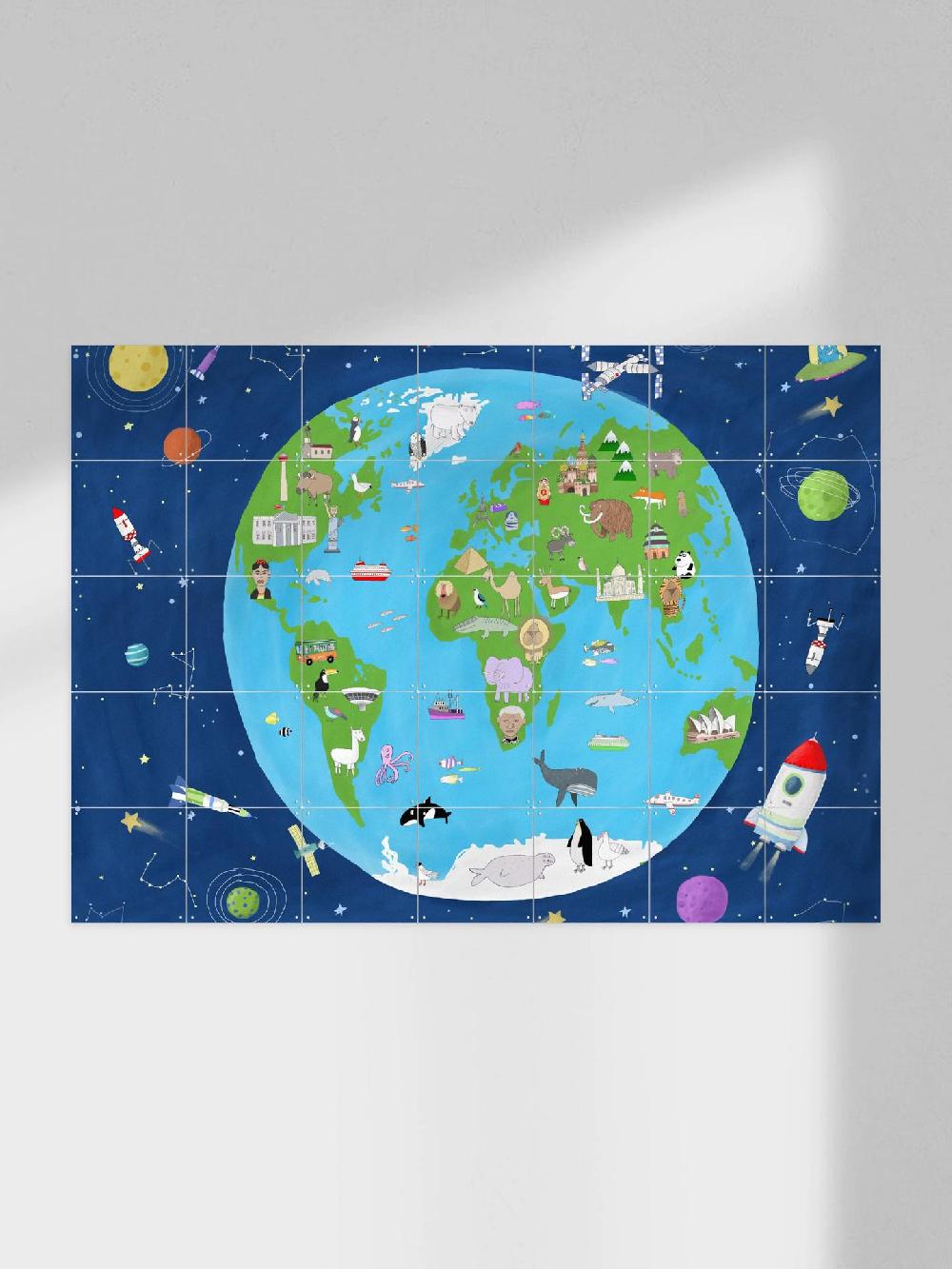 ixxi Carla Daly Illustrated Map of the World from Space vanaf € 11
