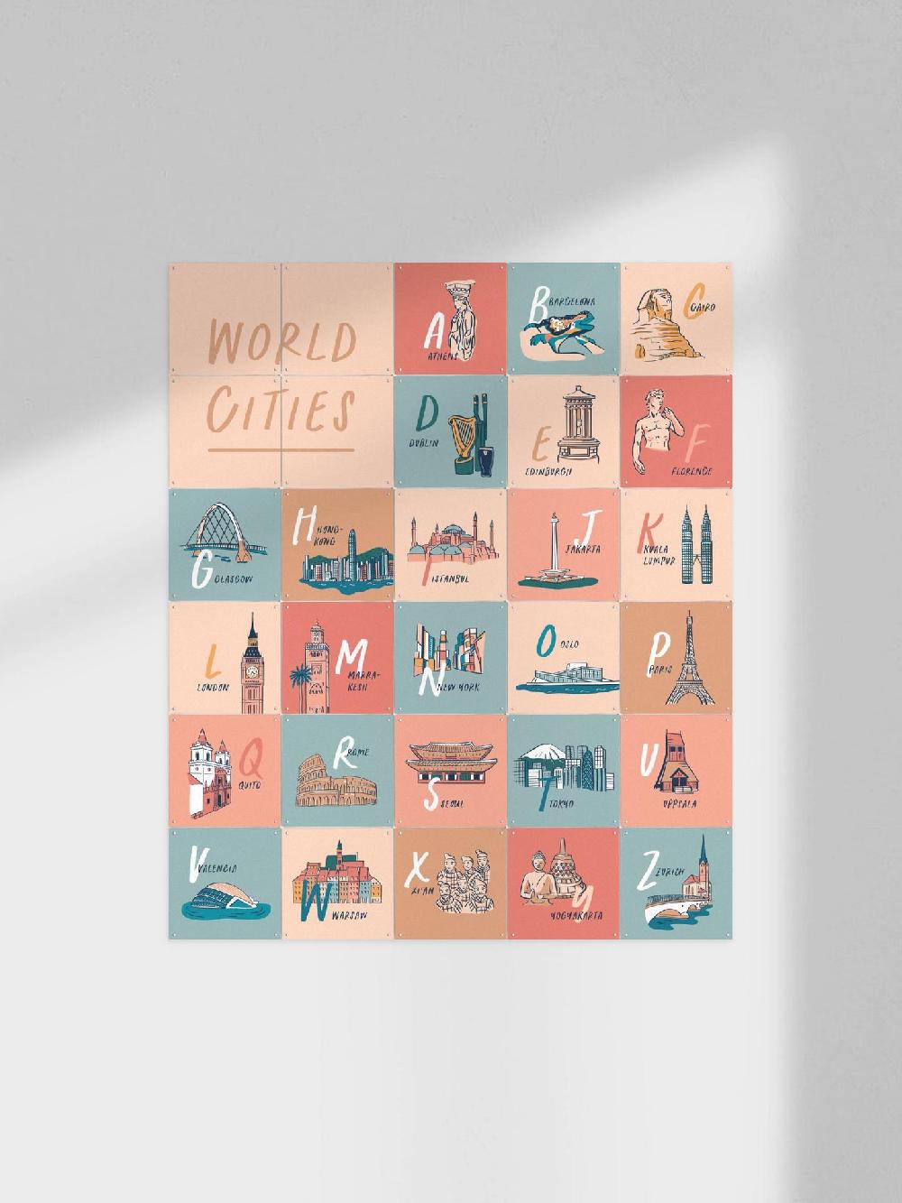 ixxi Revista Ontwerp &Kunst in Kaart Worldcities ABC Collage Box 100 x 120cm € 133