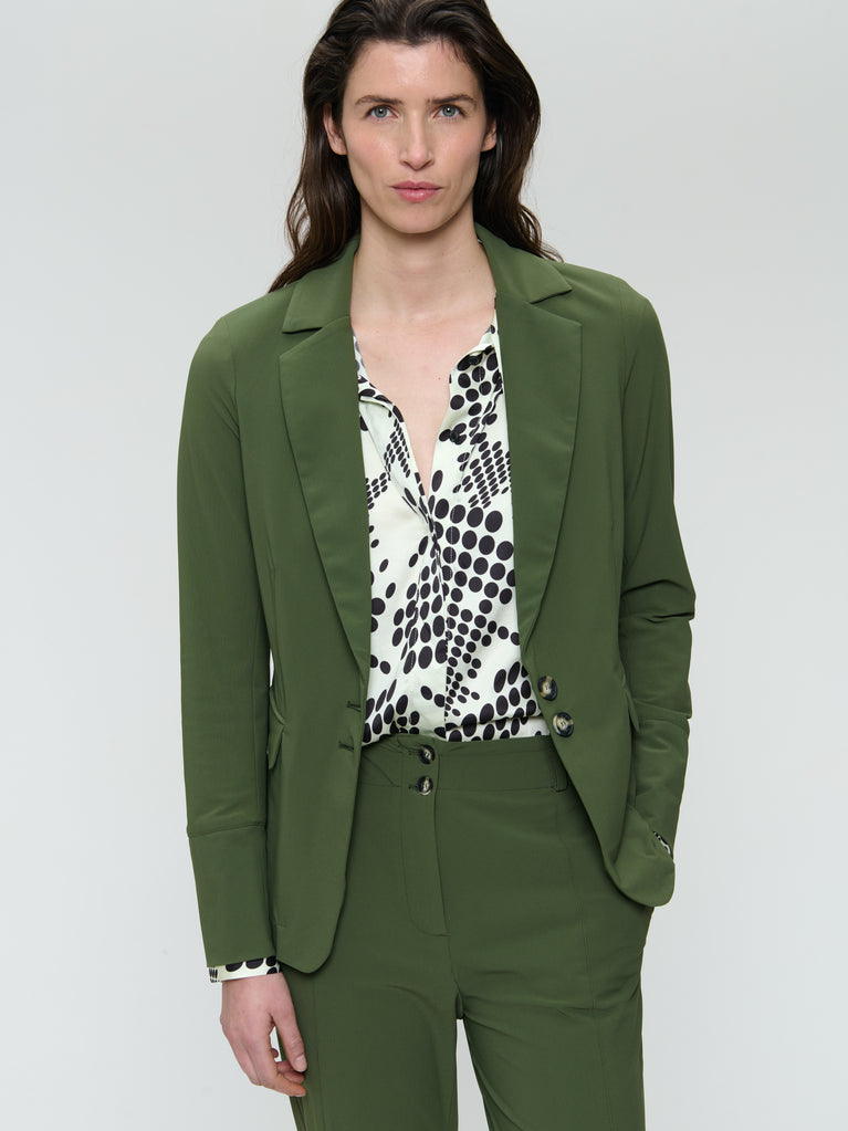 Jane Lushka Amsterdam Structure Tech Jersey Blazer Oliva Green