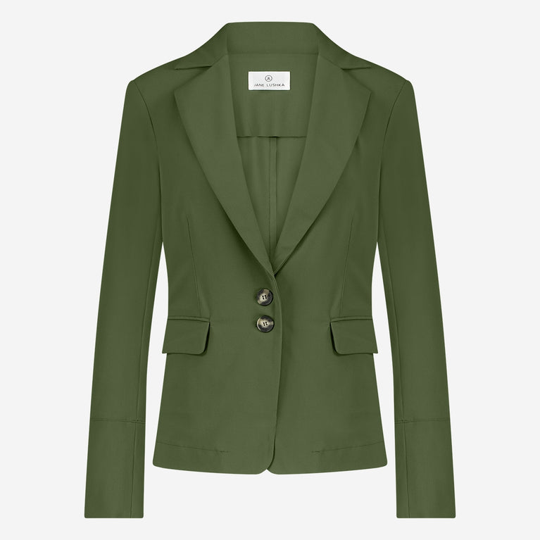 Jane Lushka Amsterdam Structure Tech Jersey Blazer Oliva Green