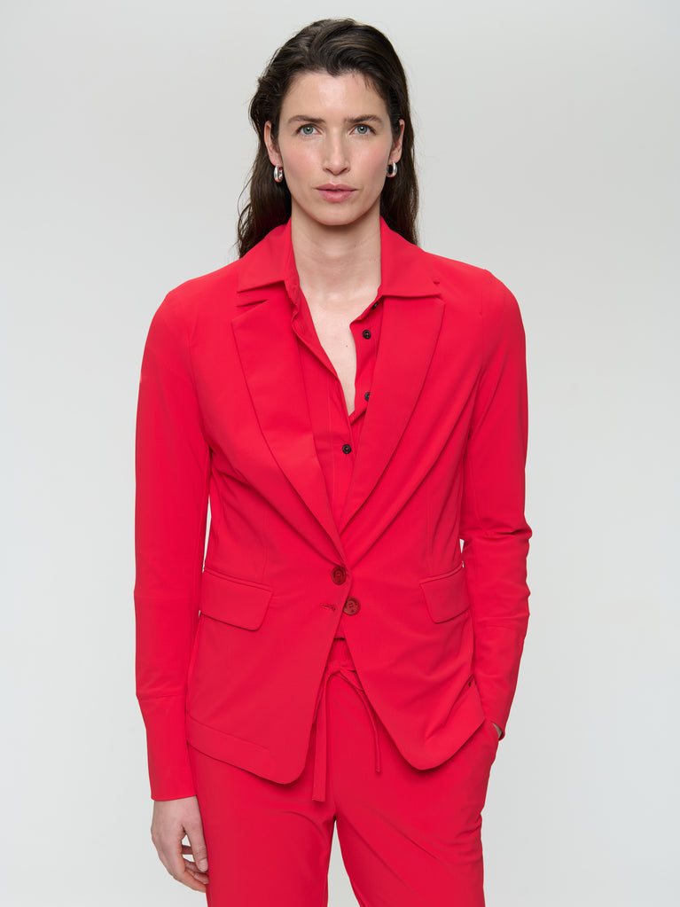Jane Lushka Amsterdam Structure Tech Jersey Blazer Red