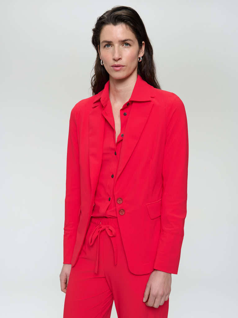 Jane Lushka Amsterdam Structure Tech Jersey Blazer Red