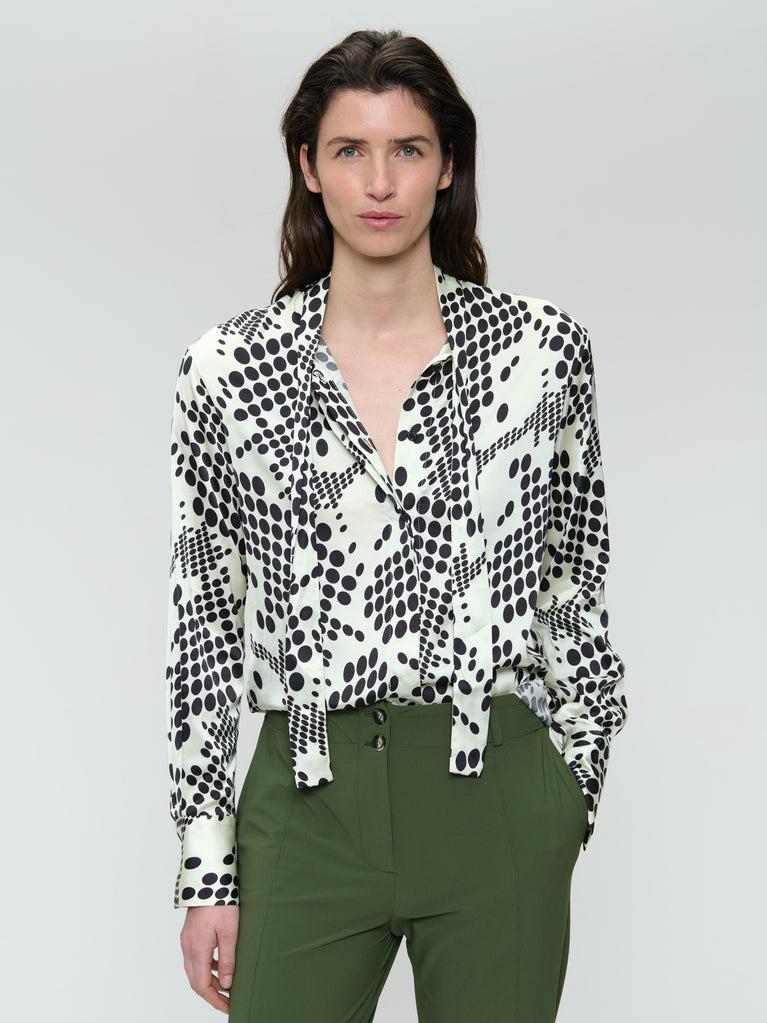 Jane Lushka Anija Printed Strech Viscose Blouse White