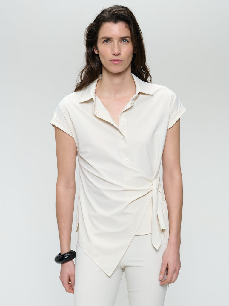 Jane Lushka Aston Strech Technical Jersey Blouse Light Sand