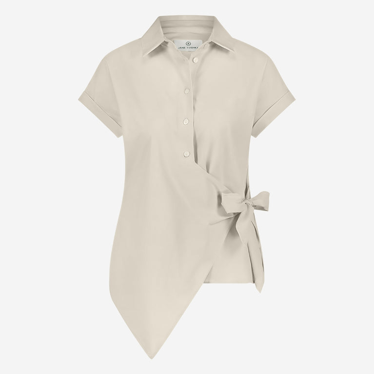 Jane Lushka Aston Strech Technical Jersey Blouse Light Sand