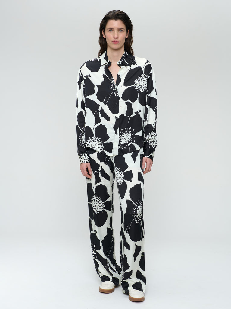 jane lushka Avine printed shine viscose blouse Black