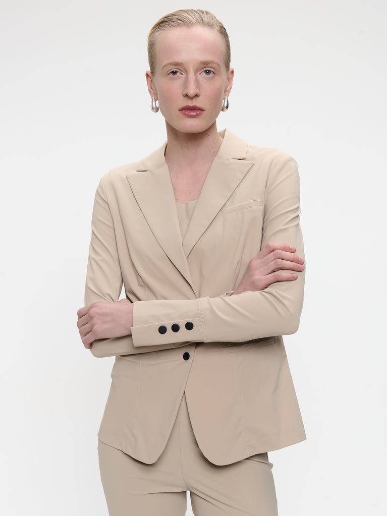 Jane Lushka Blazer Roma Easy Wear Technical Jersey Sand