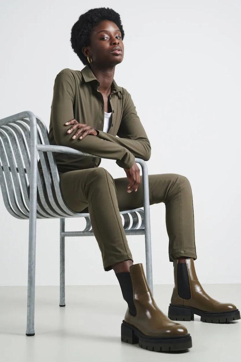 jane lushka Blouse Betty easy wear Technical Jersey Army