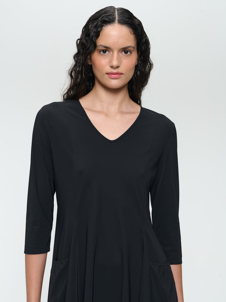 Jane Lushka Caro LS Strech Technical Jersey Dress Black