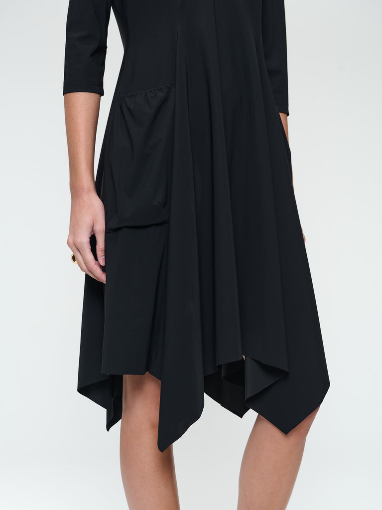 Jane Lushka Caro LS Strech Technical Jersey Dress Black
