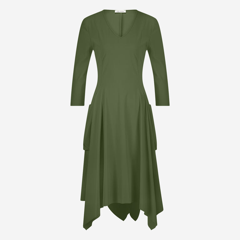 jane lushka Caro LS strech technical jersey dress Oliva green