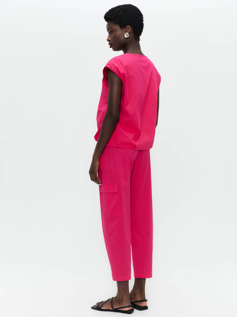 Jane Lushka Costante Cotton Sleeveless Jacket Fuxia