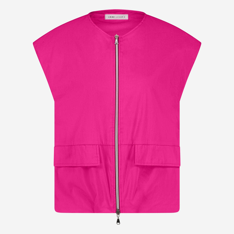 Jane Lushka Costante Cotton Sleeveless Jacket Fuxia