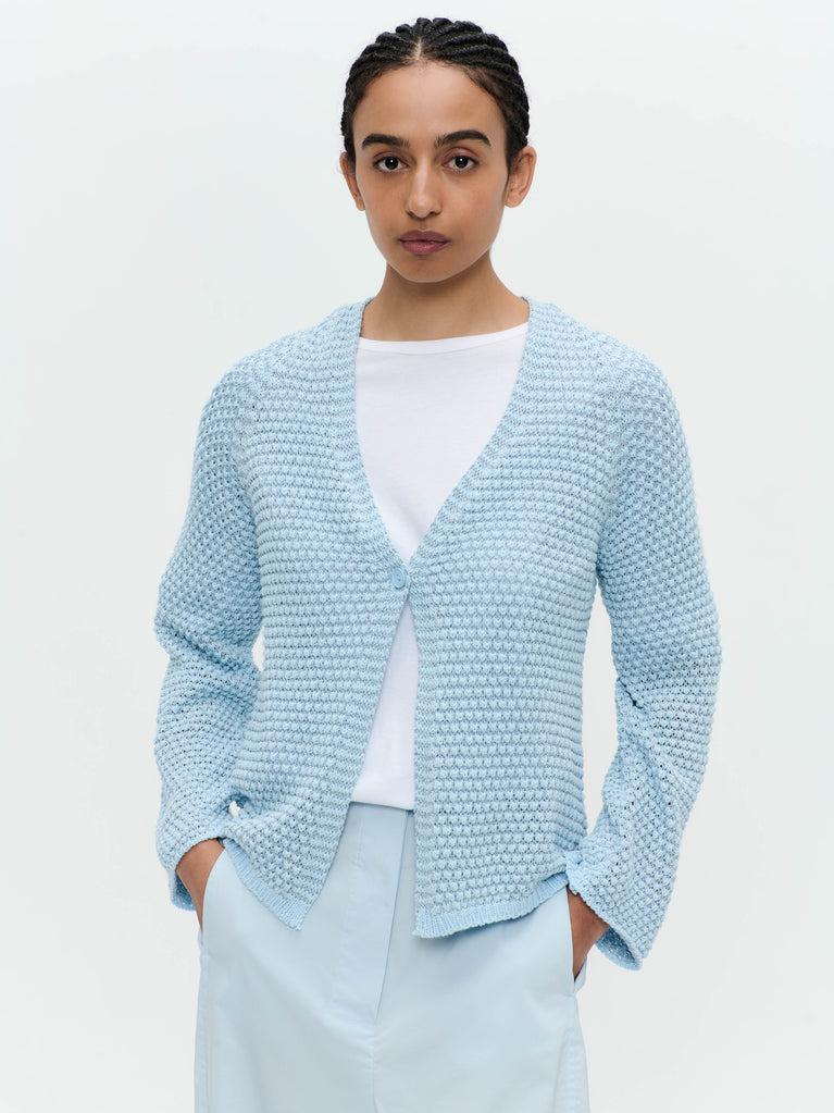 Jane Lushka Cotton Viscose Blend Cardigan 9052 Light Blue