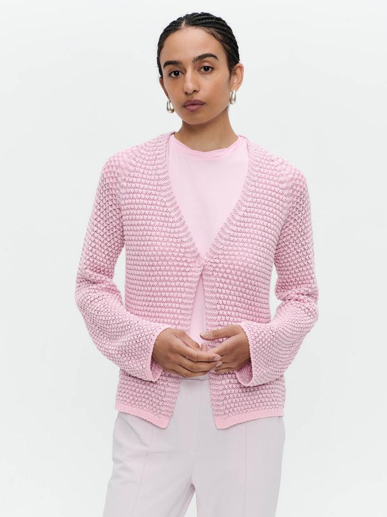 Jane Lushka Cotton Viscose Blend Cardigan 9052 Rose
