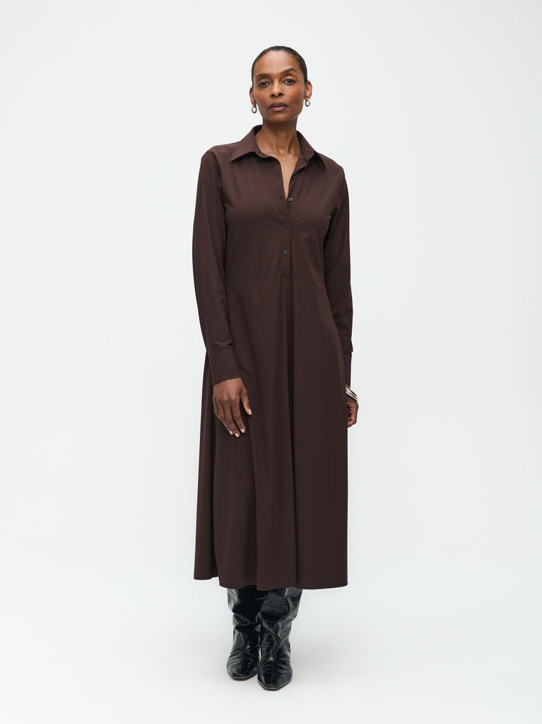 jane lushka Devitta Dress Technical Jersey Dark Brown