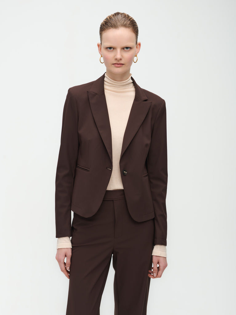 Jane Lushka Elvira Blazer Technical Jersey Dark Brown
