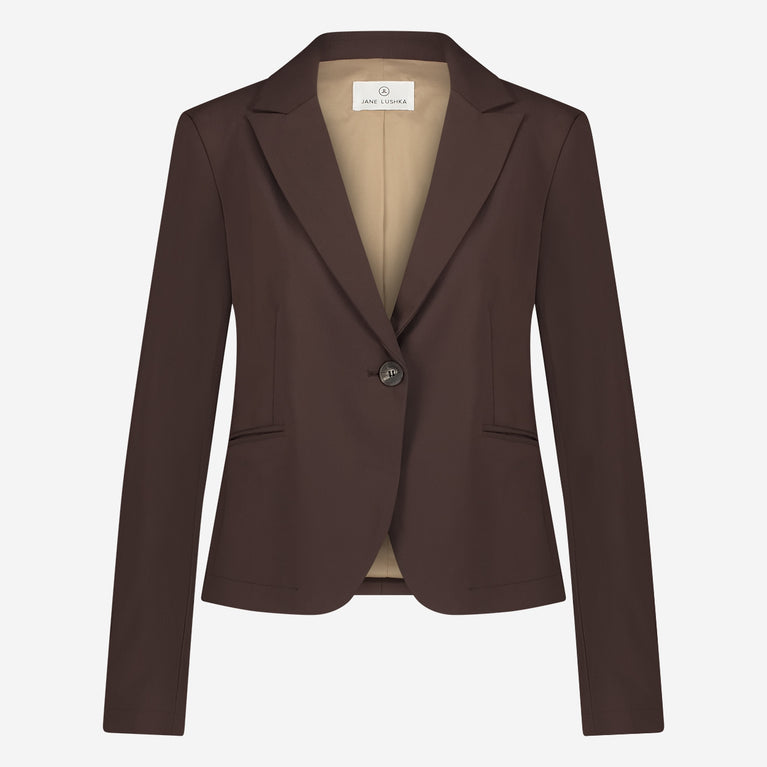 Jane Lushka Elvira Blazer Technical Jersey Dark Brown