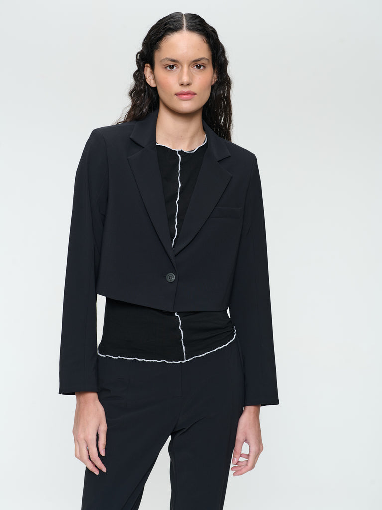 Jane Lushka Estele Structure Technical Jersey Blazer Black