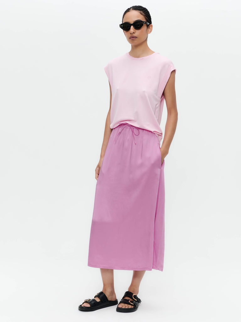 jane lushka Ina shiny saten rayon viscose skirt Pink