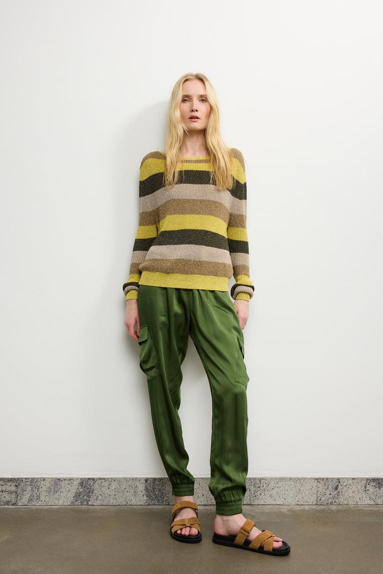 Jane Lushka Alex Saten Viscose Pants Oliva Green