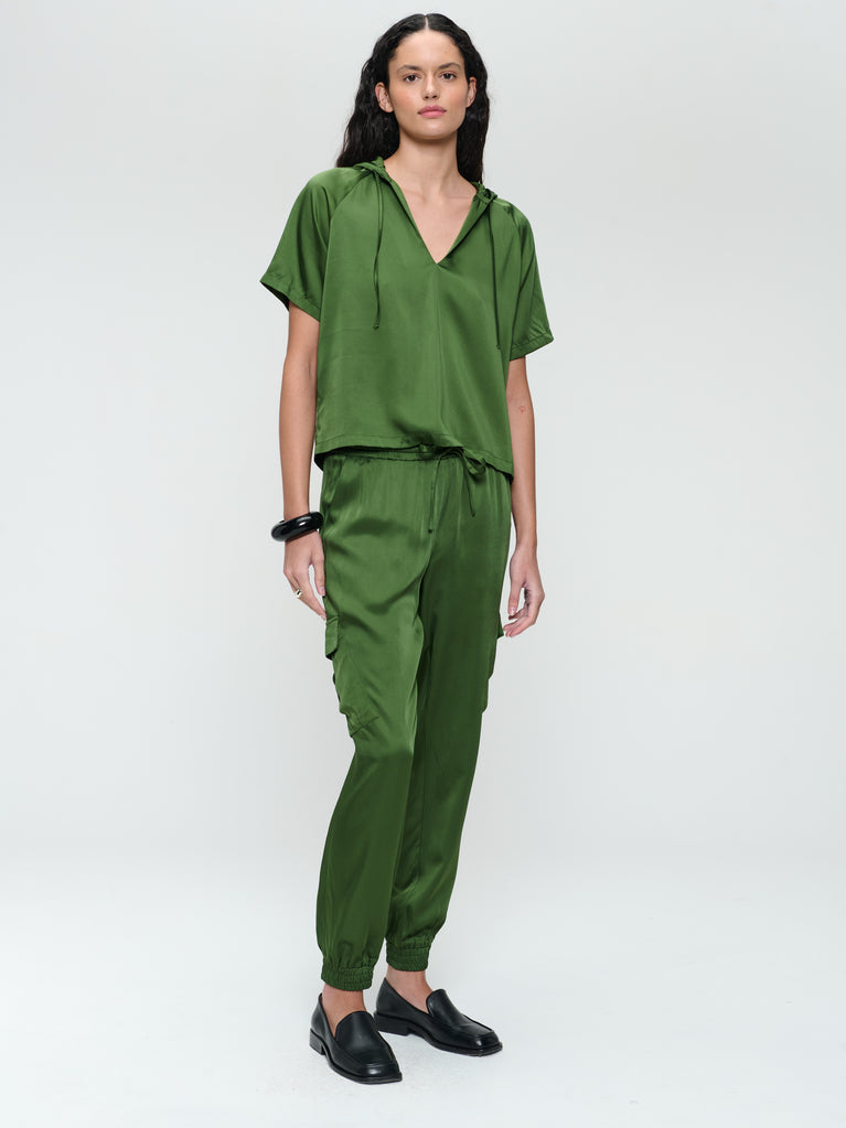jane lushka Alex saten viscose pants Oliva Green
