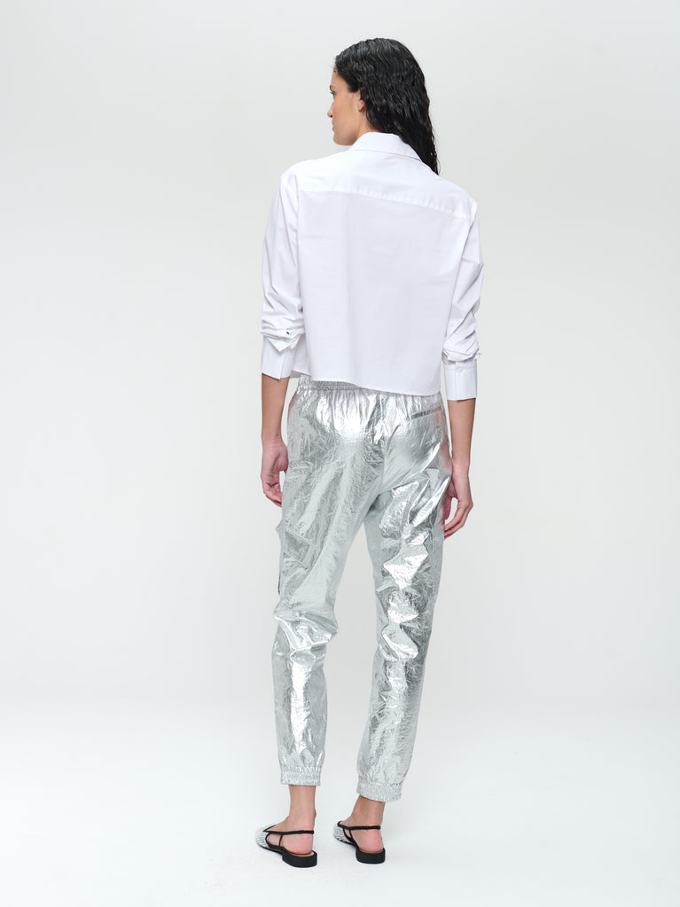 Jane Lushka Alex Silver Shine Foil Pants Silver
