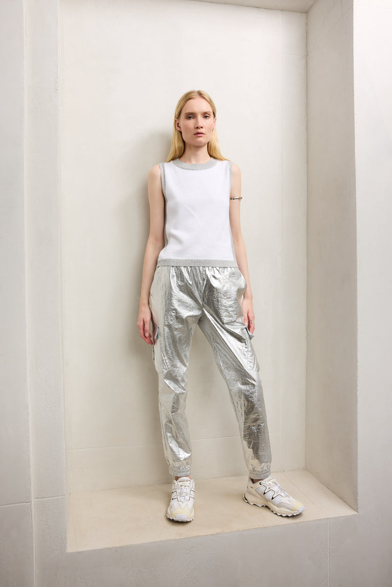 Jane Lushka Alex Silver Shine Foil Pants Silver