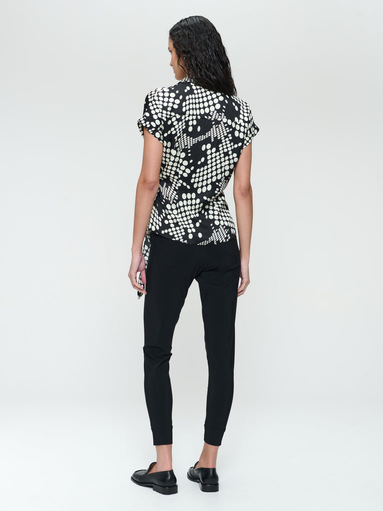 Jane Lushka Aston Print Shine Viscose Blouse Black