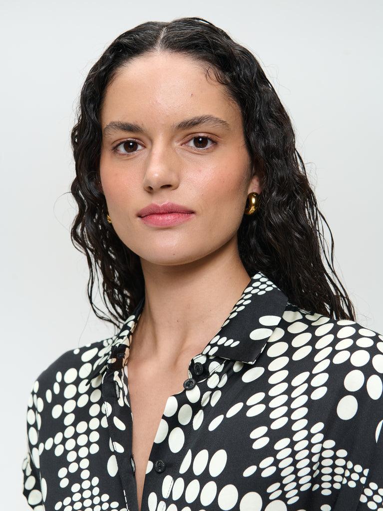 Jane Lushka Aston Print Shine Viscose Blouse Black