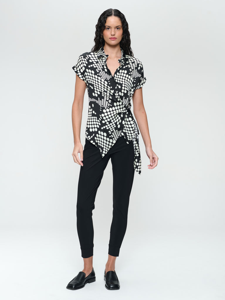 jane lushka Aston print shine viscose blouse Black