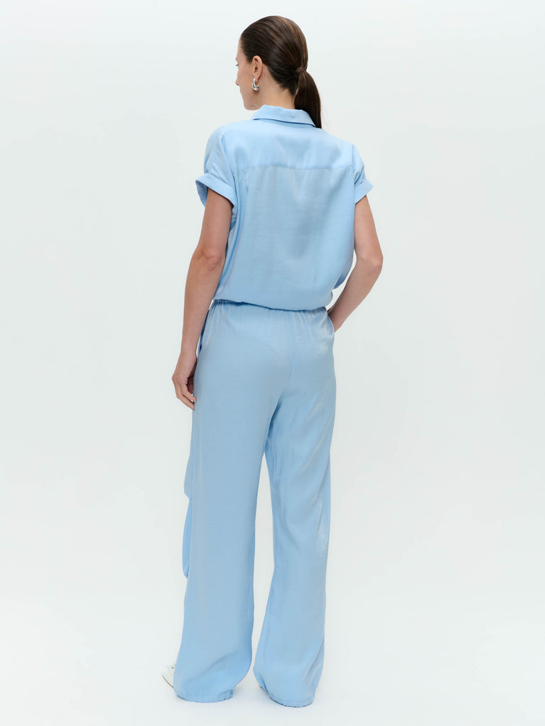 Jane Lushka AvalonN Shiny Viscose Pants Light Blue