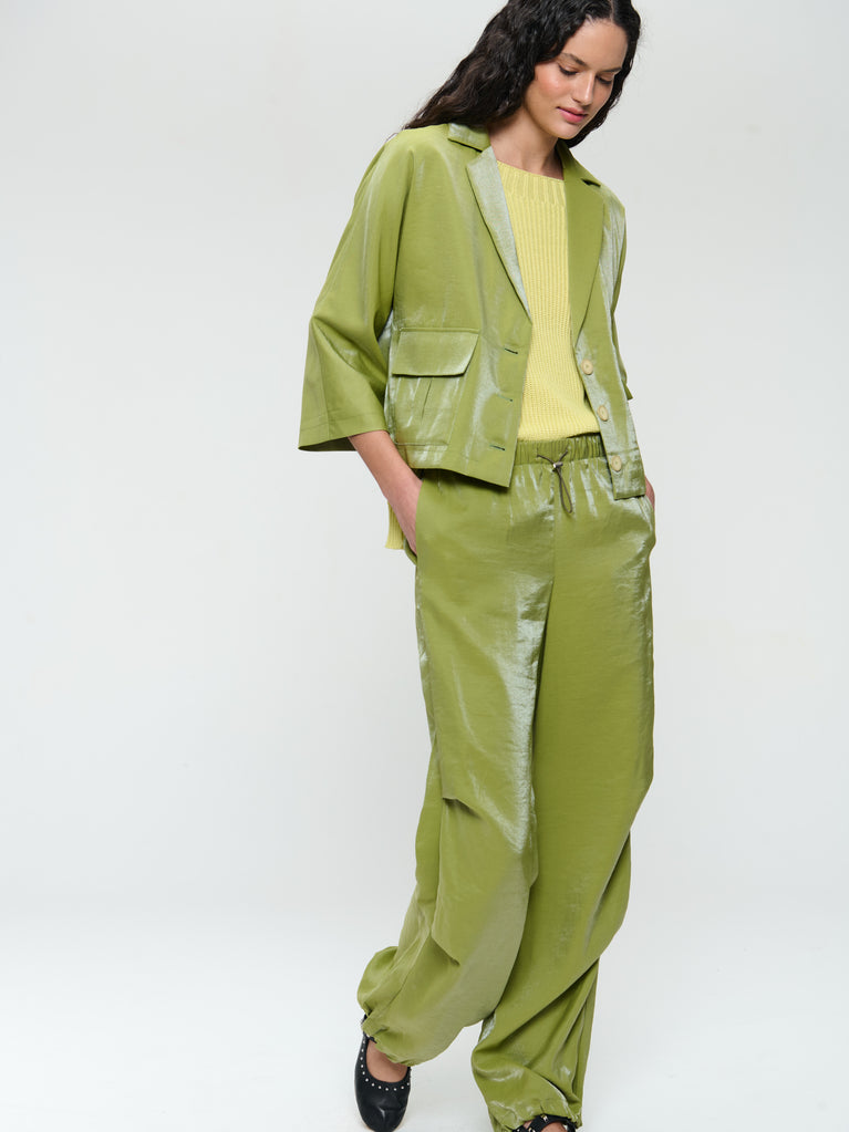 Jane Lushka AvalonN Shiny Viscose Pants Lime