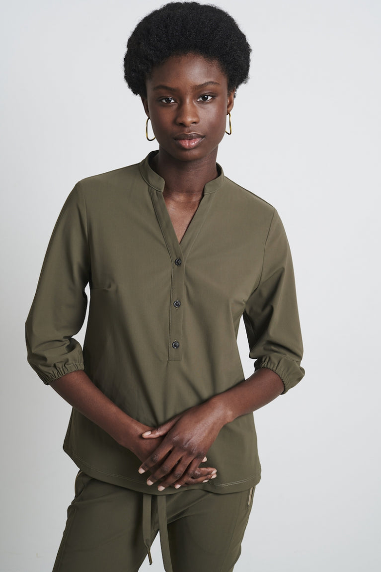 jane lushka Blouse Bella Technical Jersey Army