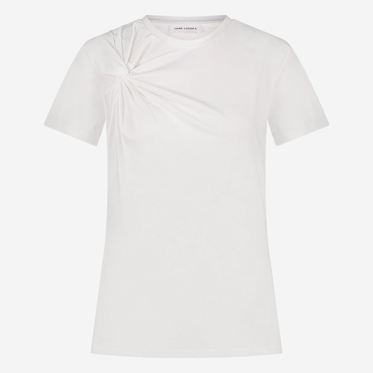 Jane Lushka Cotton Elastene Knot T-shirt White