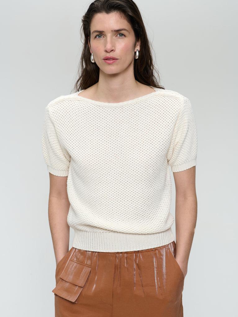 Jane Lushka Cotton Knit Top 9079 Off White