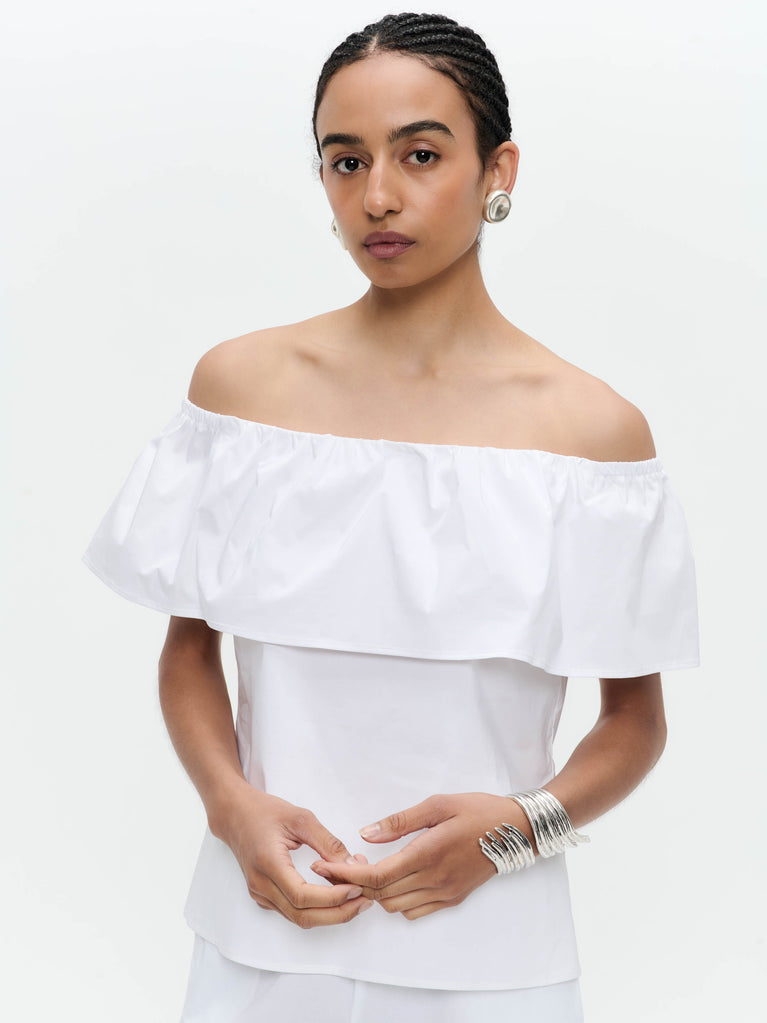 Jane Lushka Diane Cotton Mix Top White