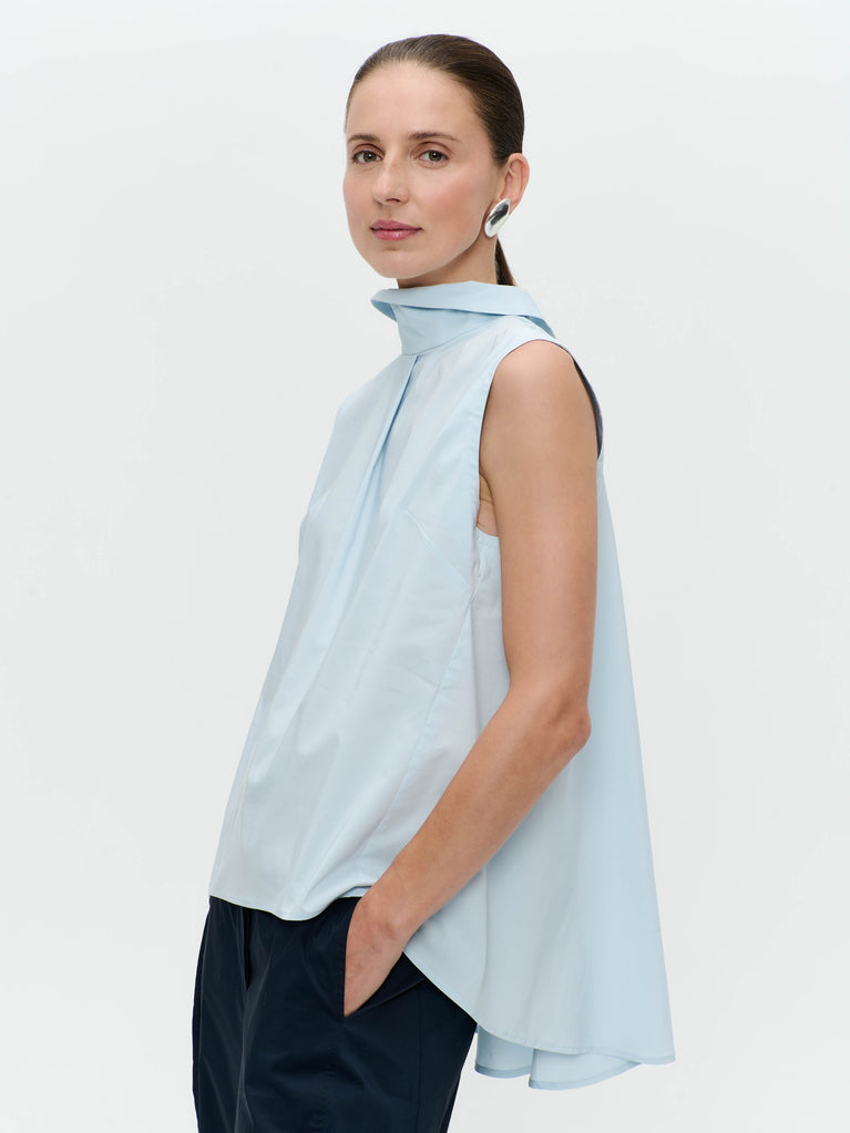 Jane Lushka Dolche Vitas Poplin Top Light Blue