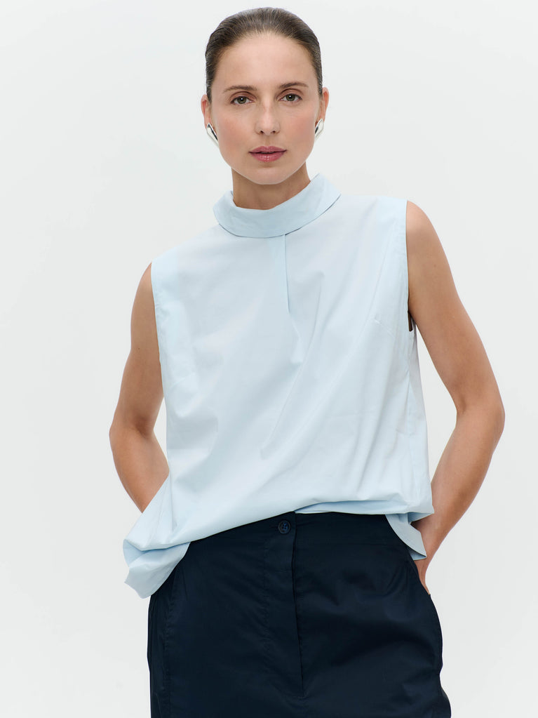 Jane Lushka Dolche Vitas Poplin Top Light Blue