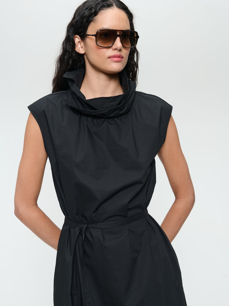 Jane Lushka Dress Poplin Cotton Blend Black