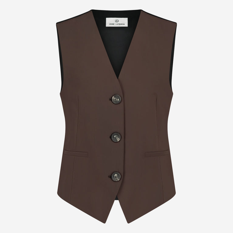 jane lushka Erik Vest Technical Jersey Dark Brown