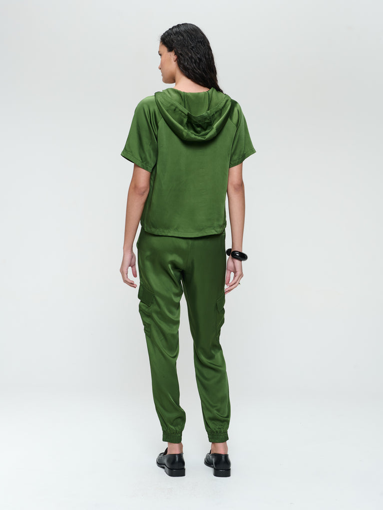 Jane Lushka Evi Saten Viscose Blouse Oliva Green