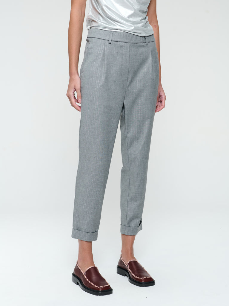 Jane Lushka GaryZ Shiny Line Viscose Pants Grey