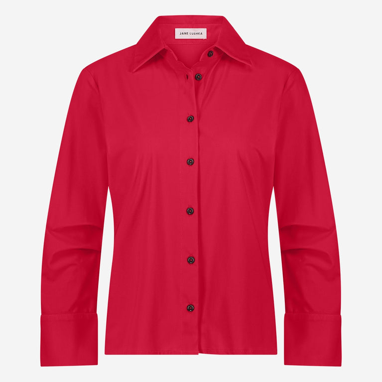 Jane Lushka Iva Strech Technical Jersey Blouse Red