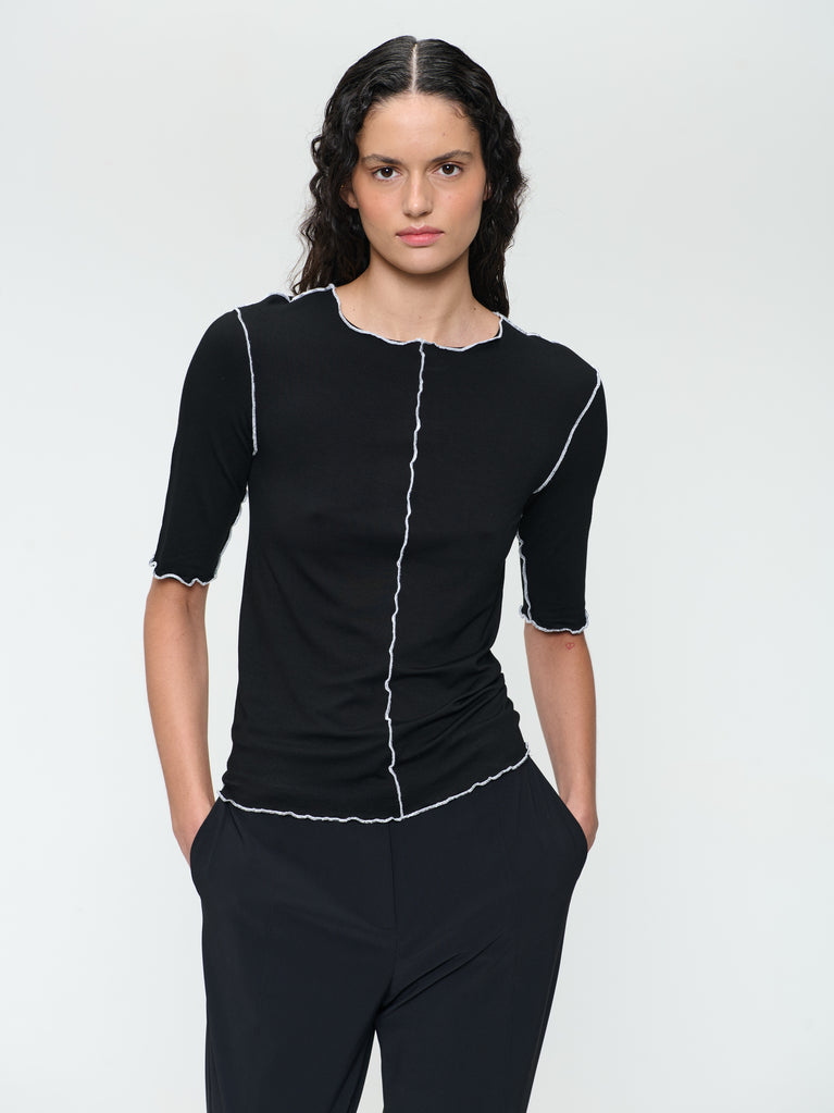 Jane Lushka Jordan Strech Viscose Top Black White
